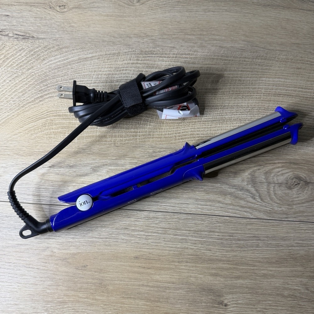 Ion Straight and Spiral Styling Cobalt Blue Titanium Flat Iron Curling Wand Tool